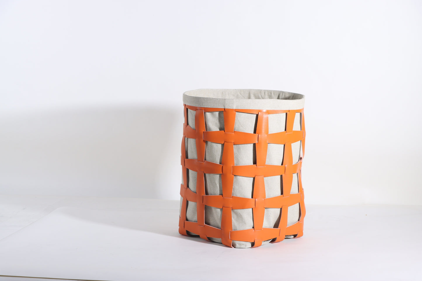 Beige & Orange Micro-Fiber Eater & Fabric Basket