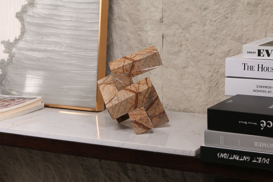 Brown Geometric Interlocking Marble Sculpture