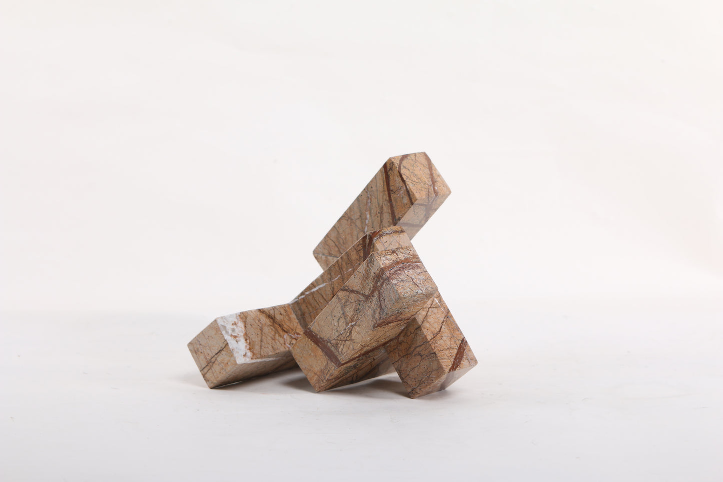 Brown Geometric Interlocking Marble Sculpture