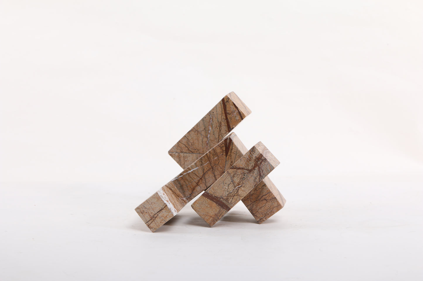 Brown Geometric Interlocking Marble Sculpture