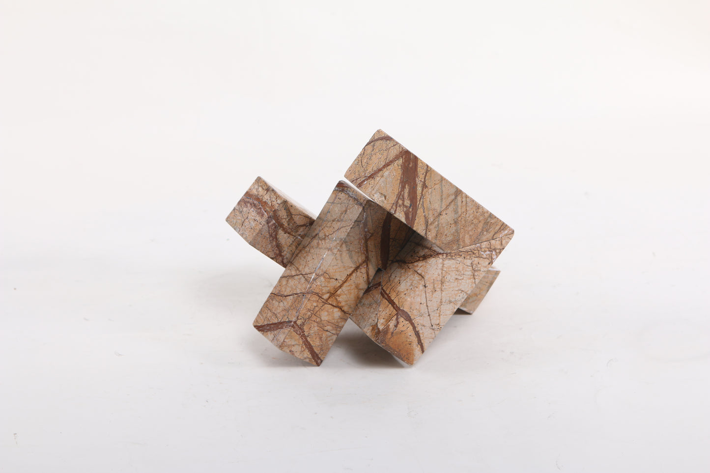 Brown Geometric Interlocking Marble Sculpture