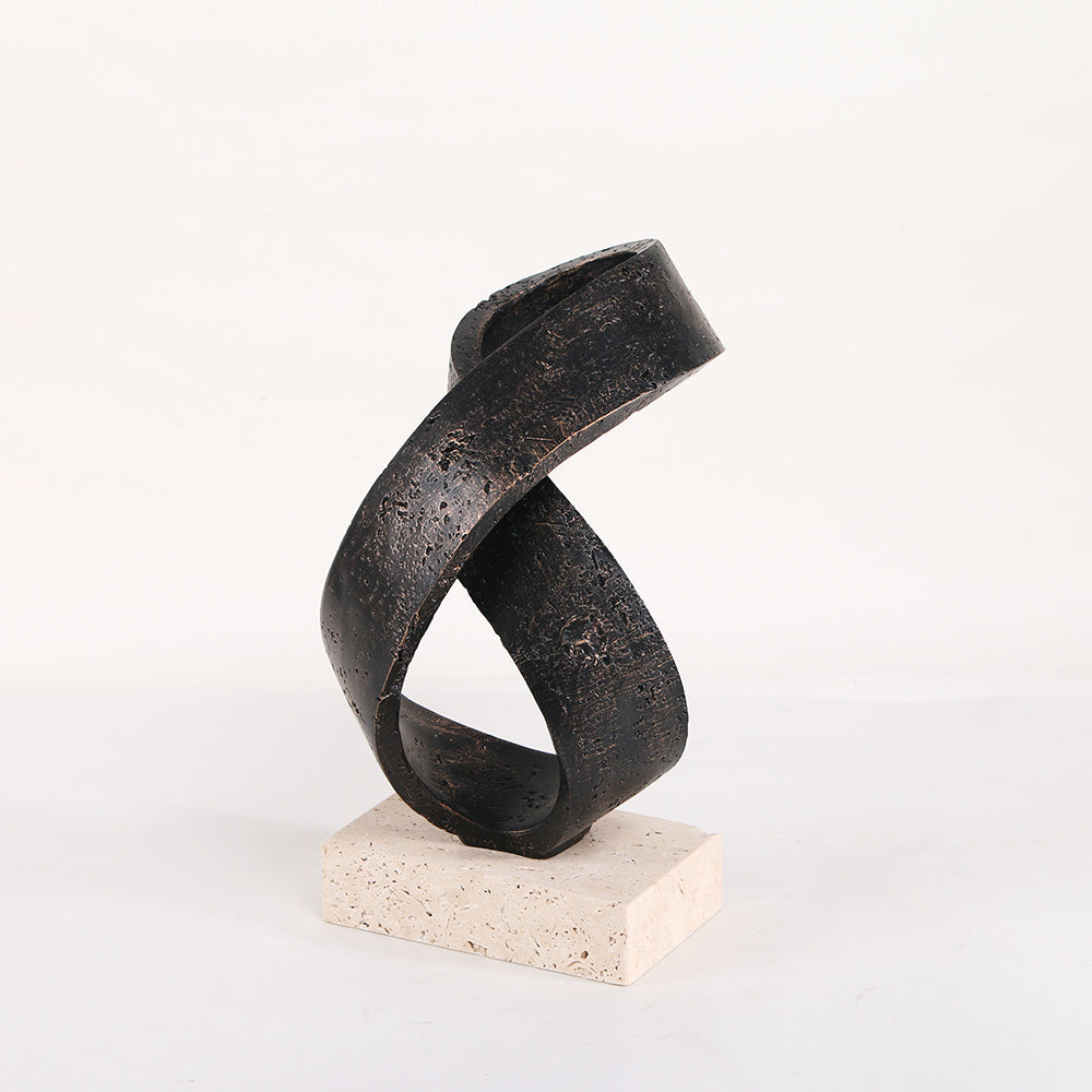 Dark Bronze Embracing Infinity Resin & Marble Sculpture
