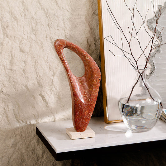 Red Marble Abstract Sculpture