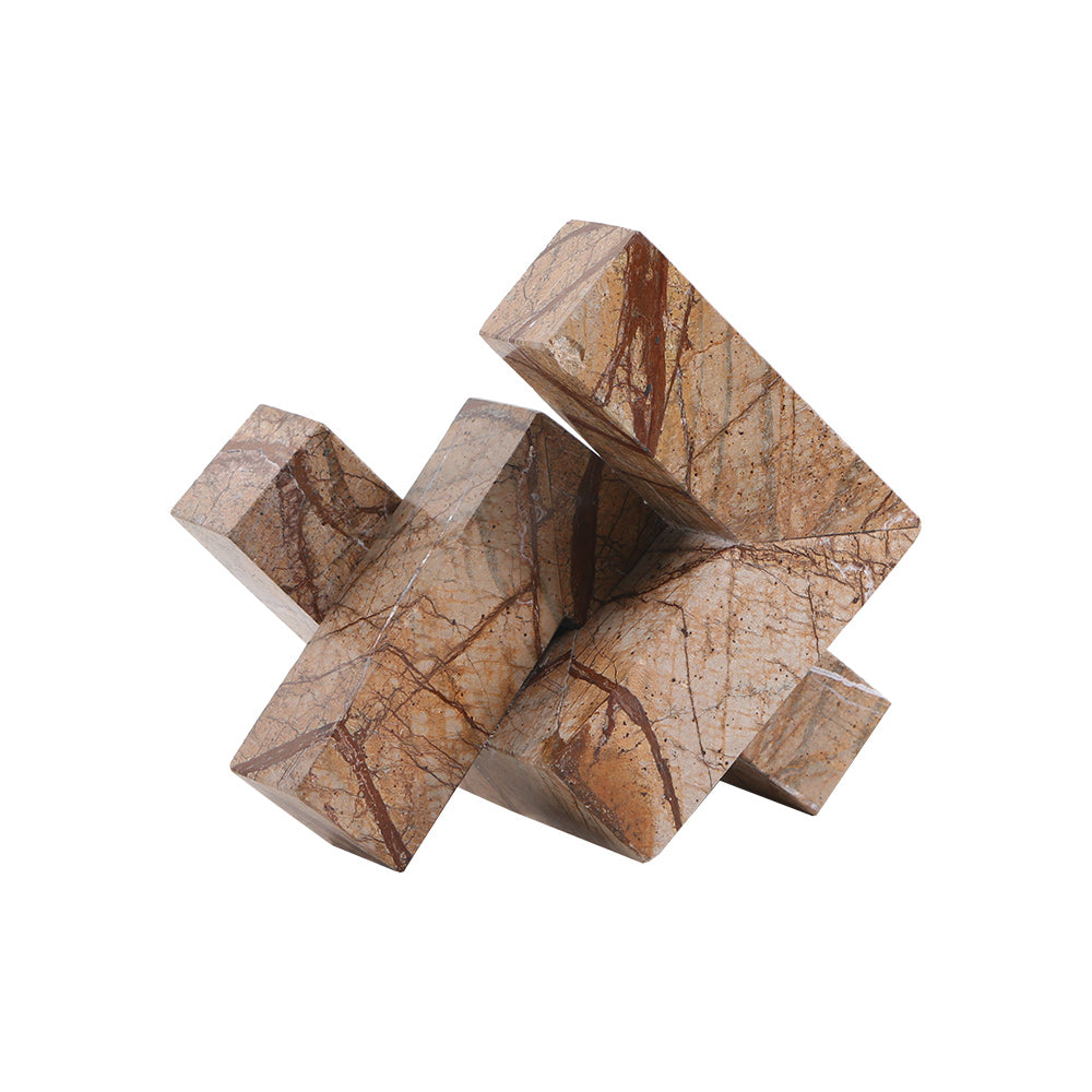Brown Geometric Interlocking Marble Sculpture
