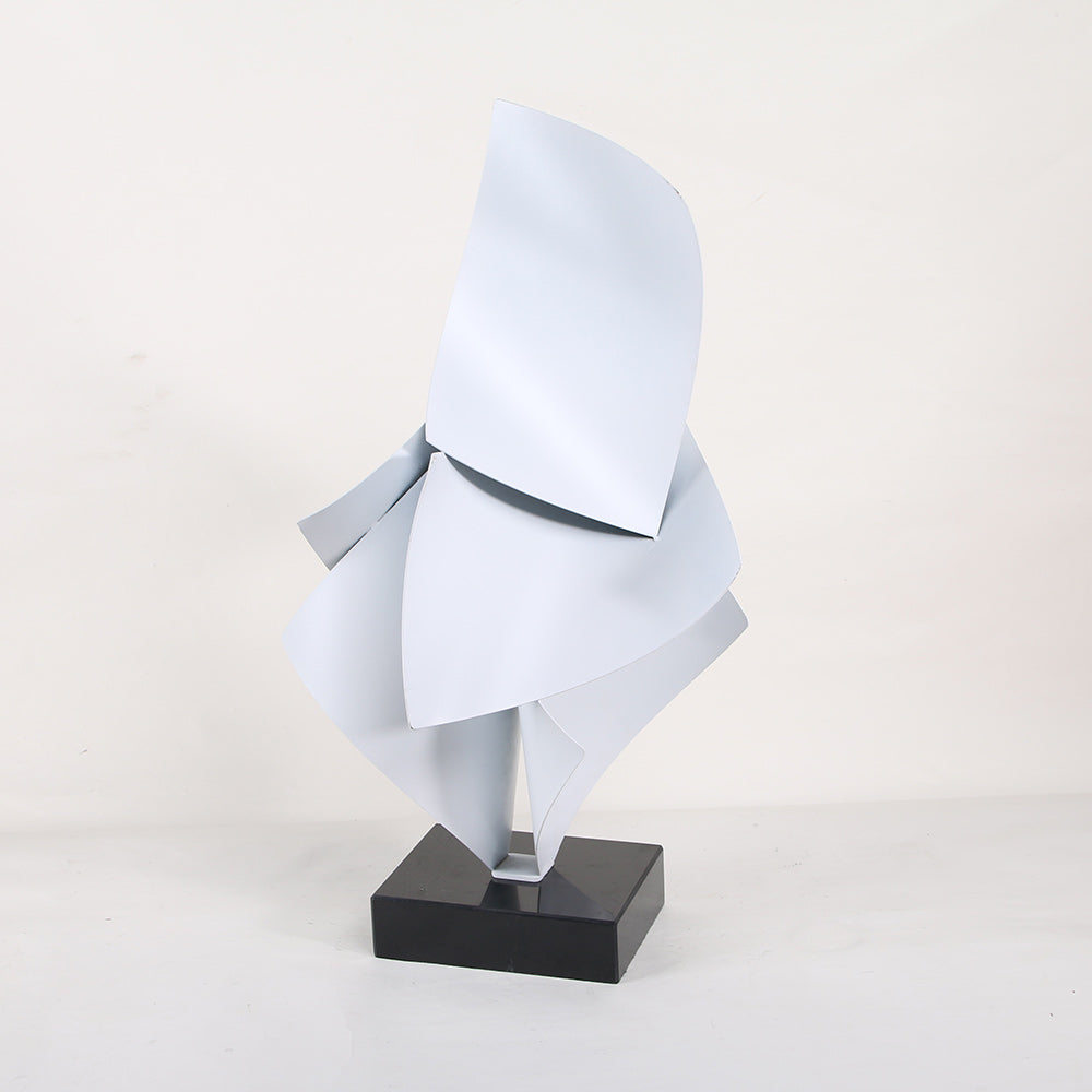 White Abstract Iron & Marble Artwork Sculpture