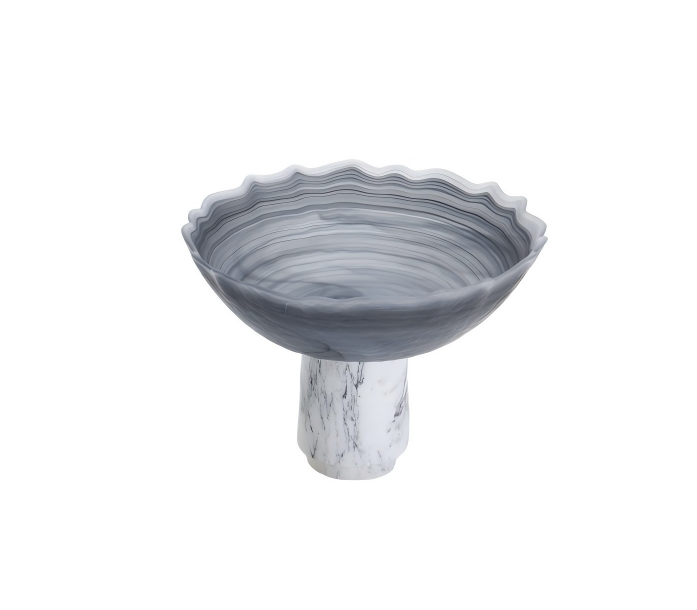Grey Waved Marble & Glass Tray