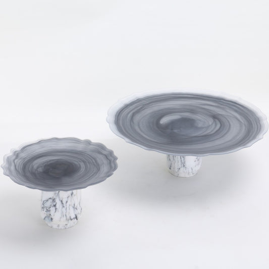Grey Irregular Marble & Glass Tray