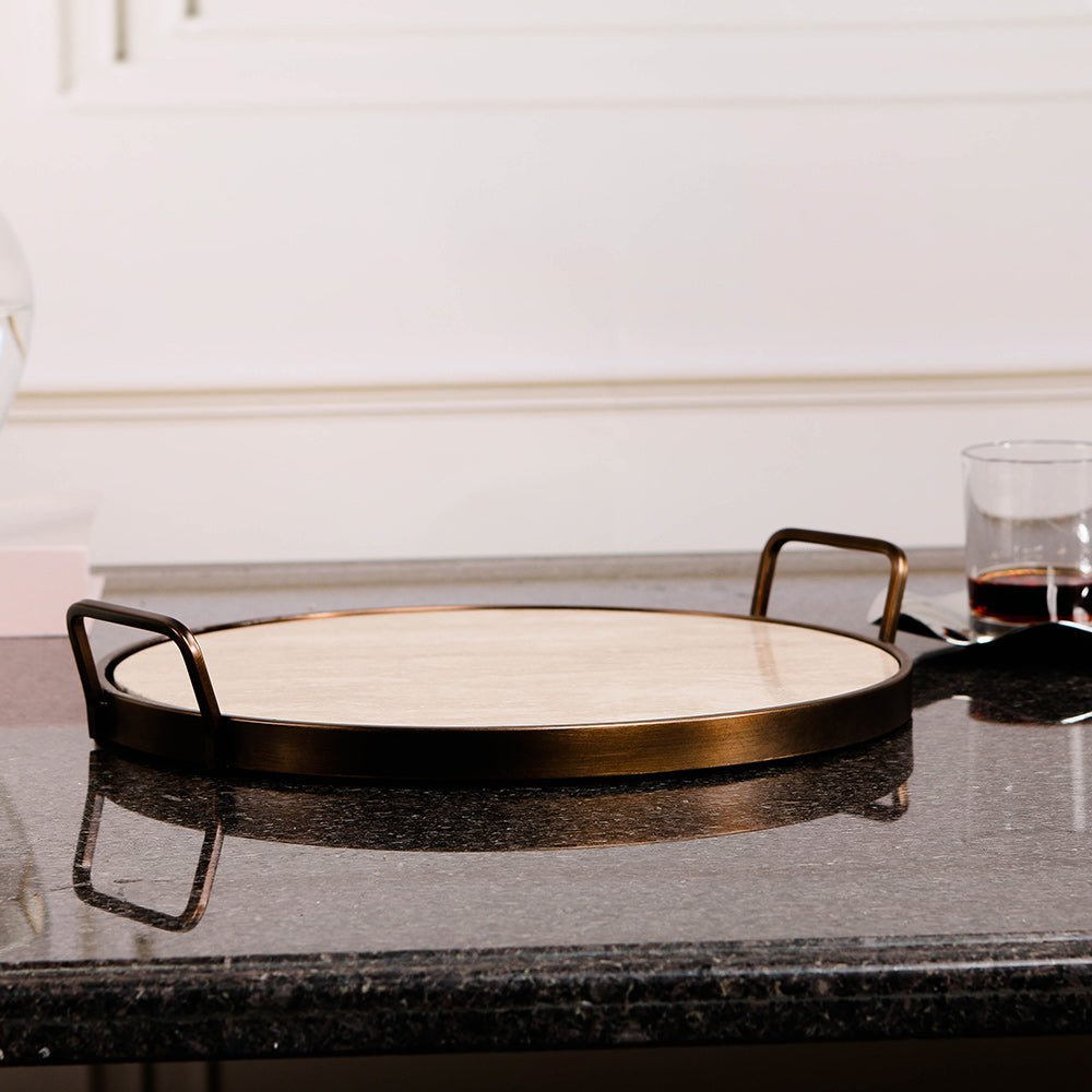 Beige S/s Steel & Marble Tray