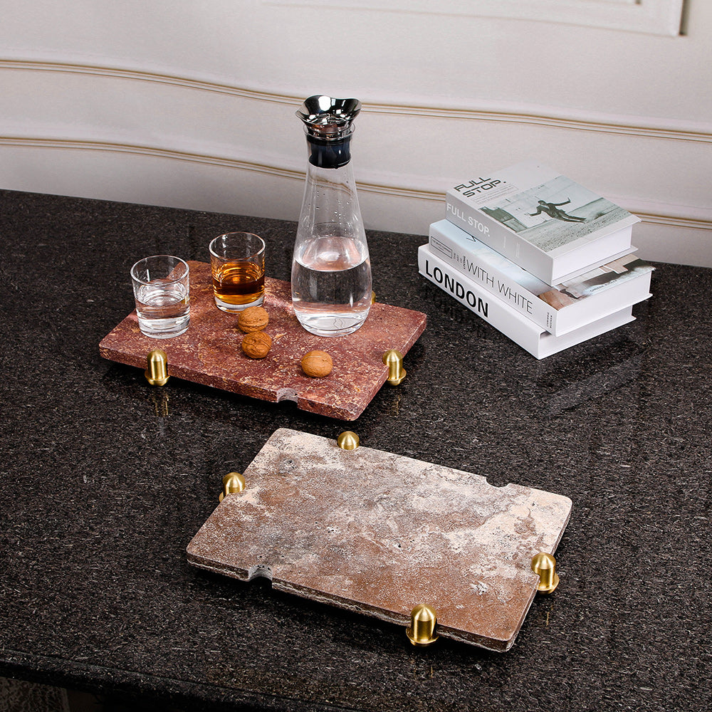 Rectangular Marble & Aluminium Tray