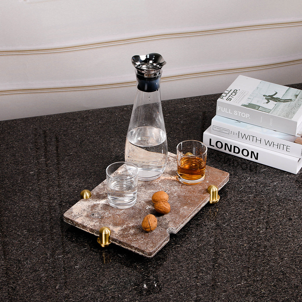 Rectangular Marble & Aluminium Tray