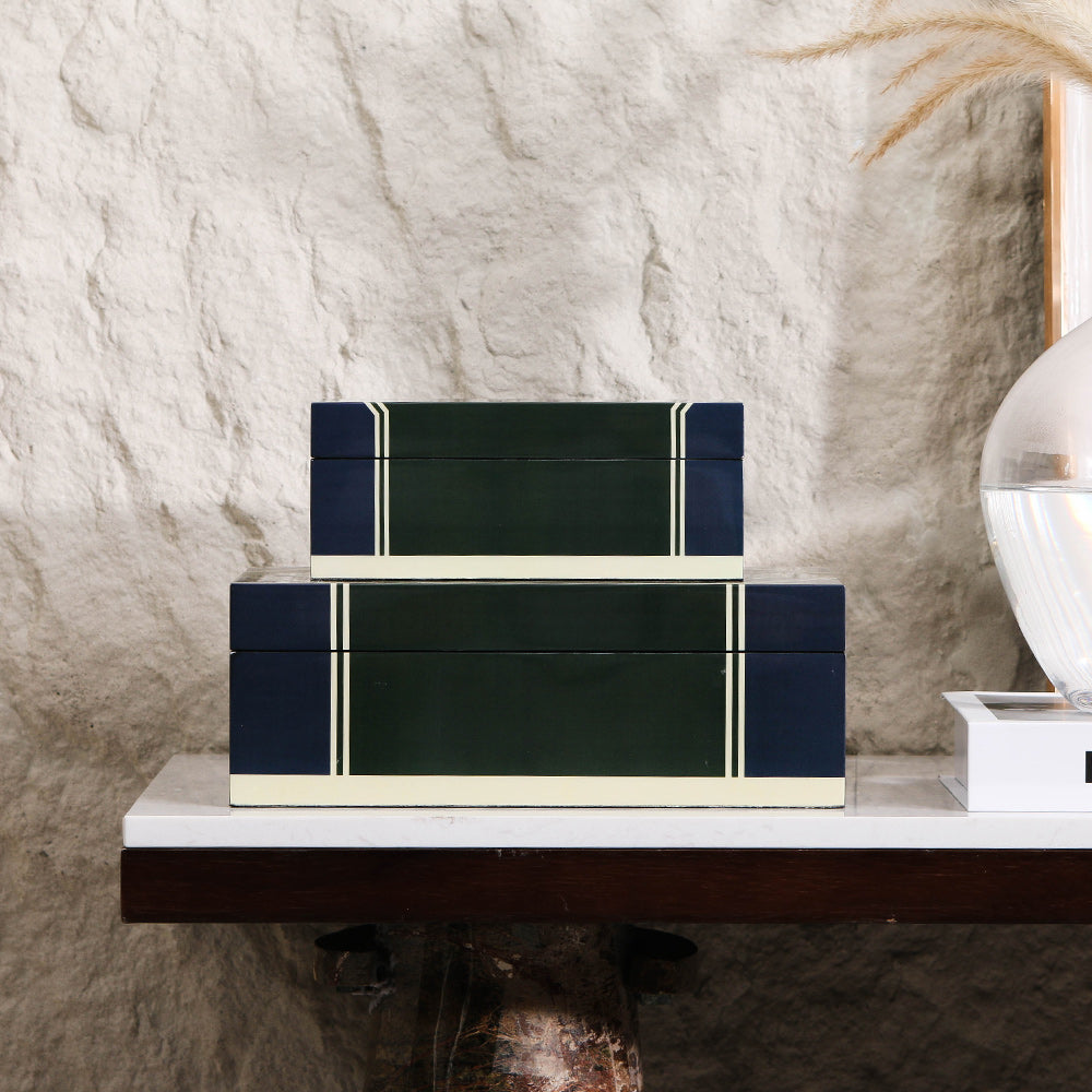 Dark Green & Blue Matte Lacquer + Mdf Storage Box