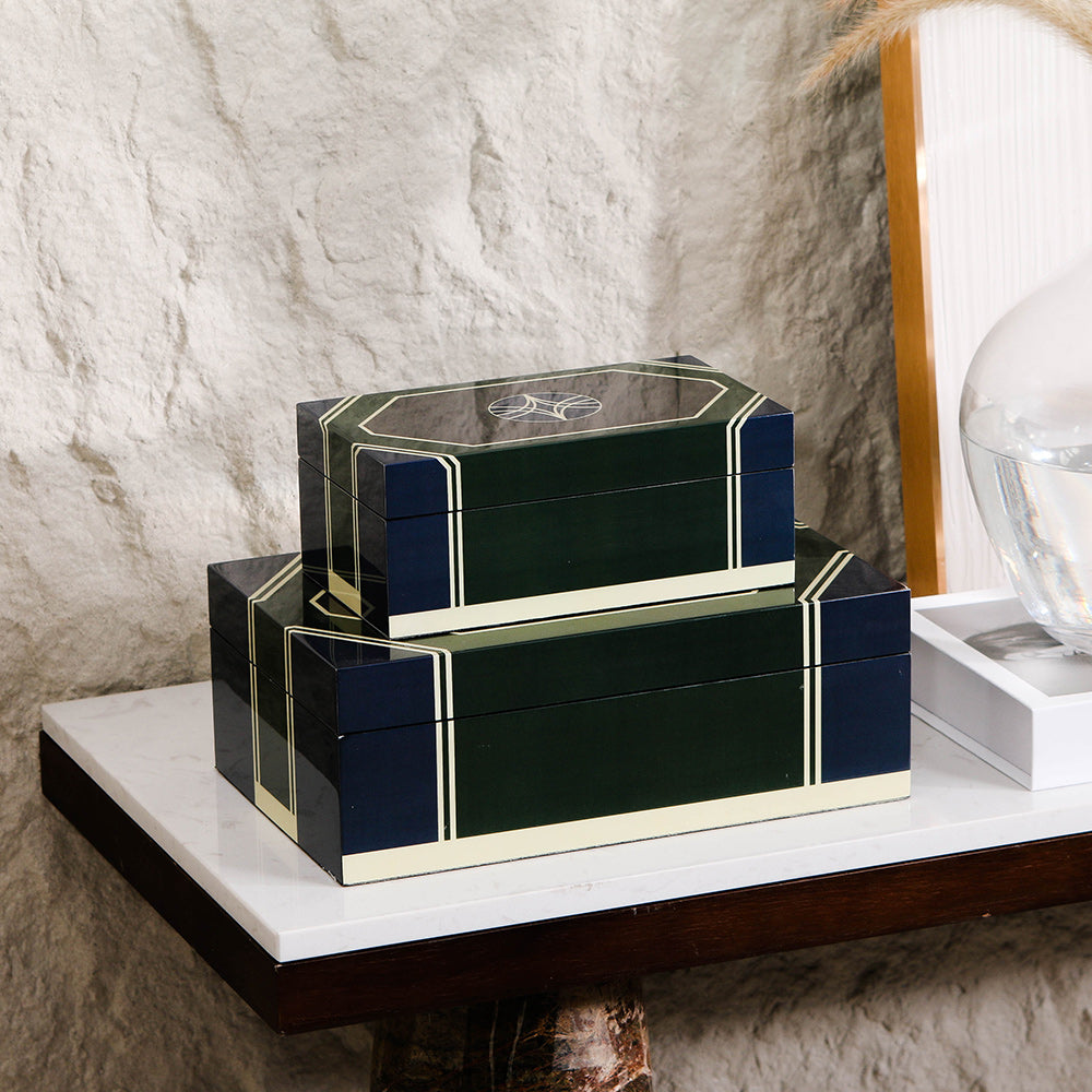 Dark Green & Blue Matte Lacquer + Mdf Storage Box