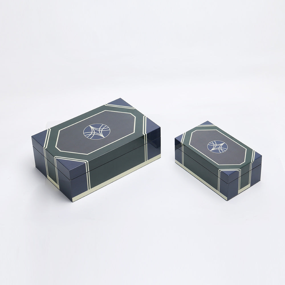 Dark Green & Blue Matte Lacquer + Mdf Storage Box