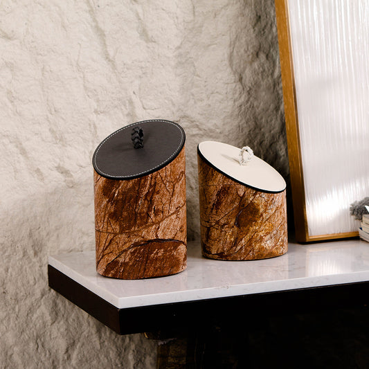 Forest Brown Stylish Pu Leather & Marble Storage Box