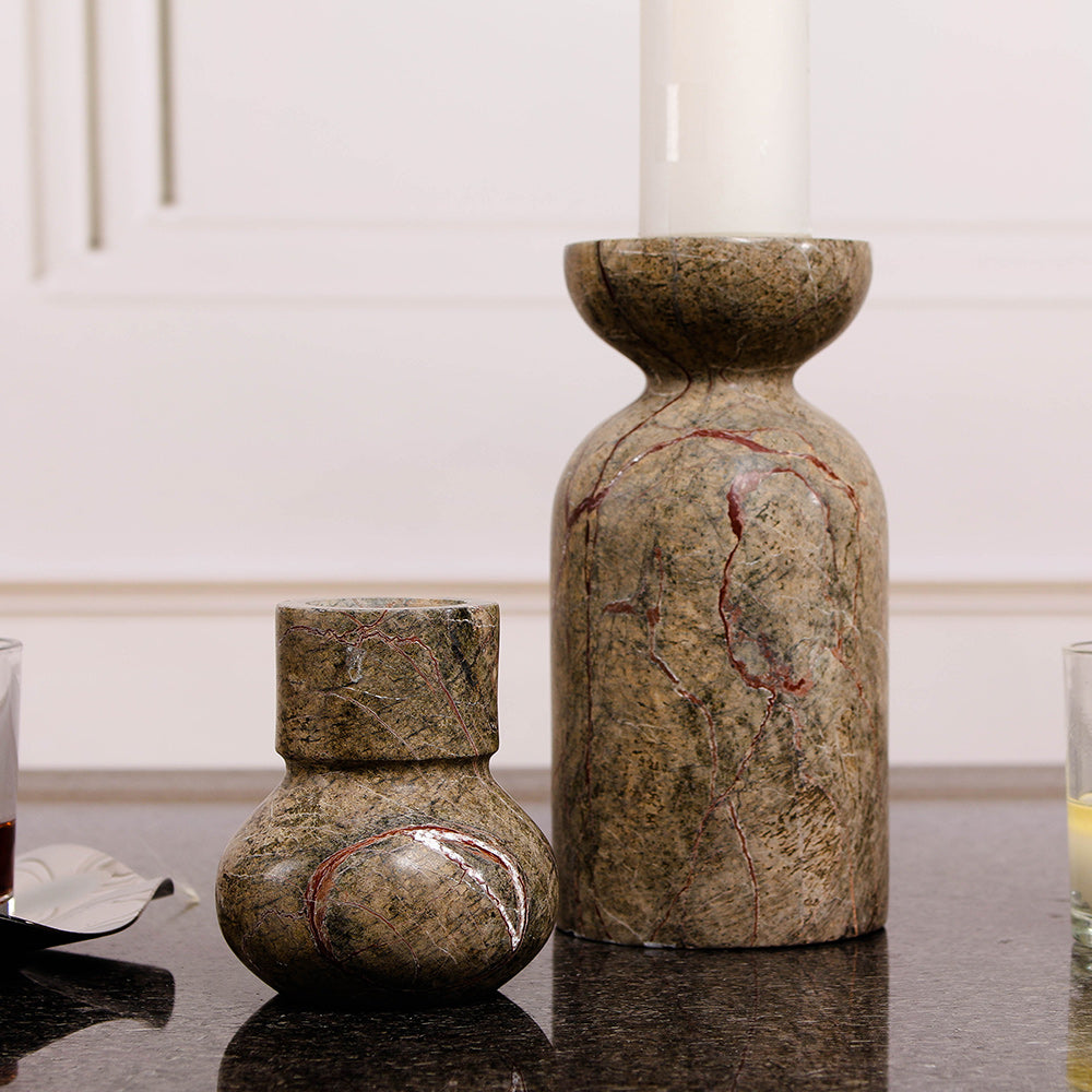 Rain Forest Green Marble Candle Holder