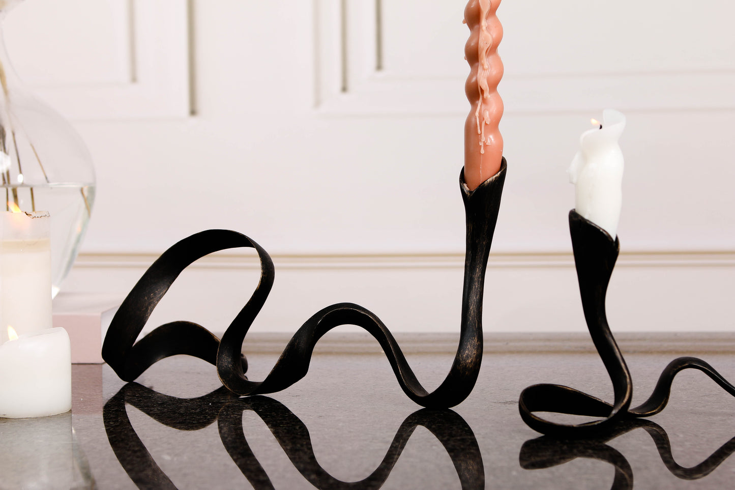 Dark Bronze Irregular Alloy Candle Holder