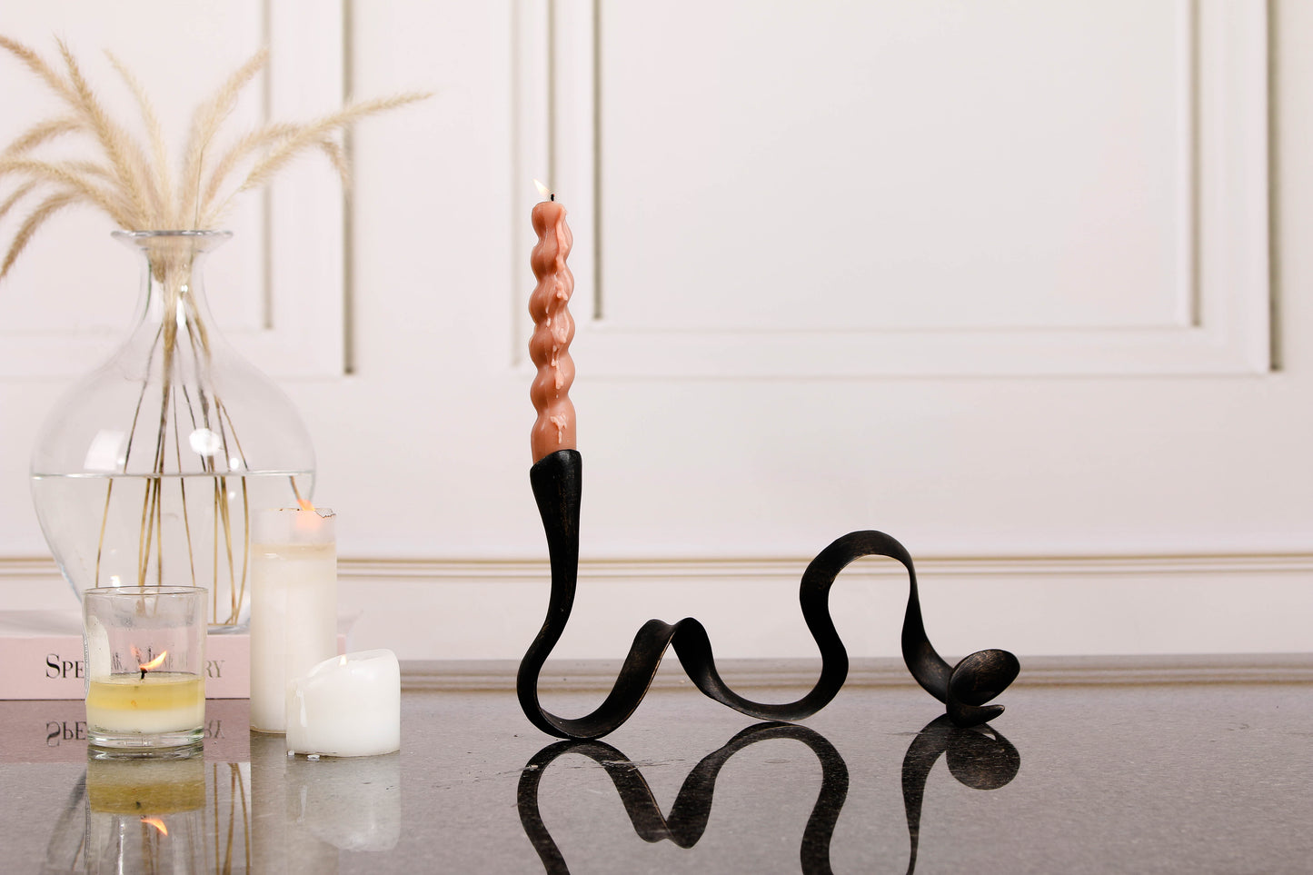 Dark Bronze Irregular Alloy Candle Holder