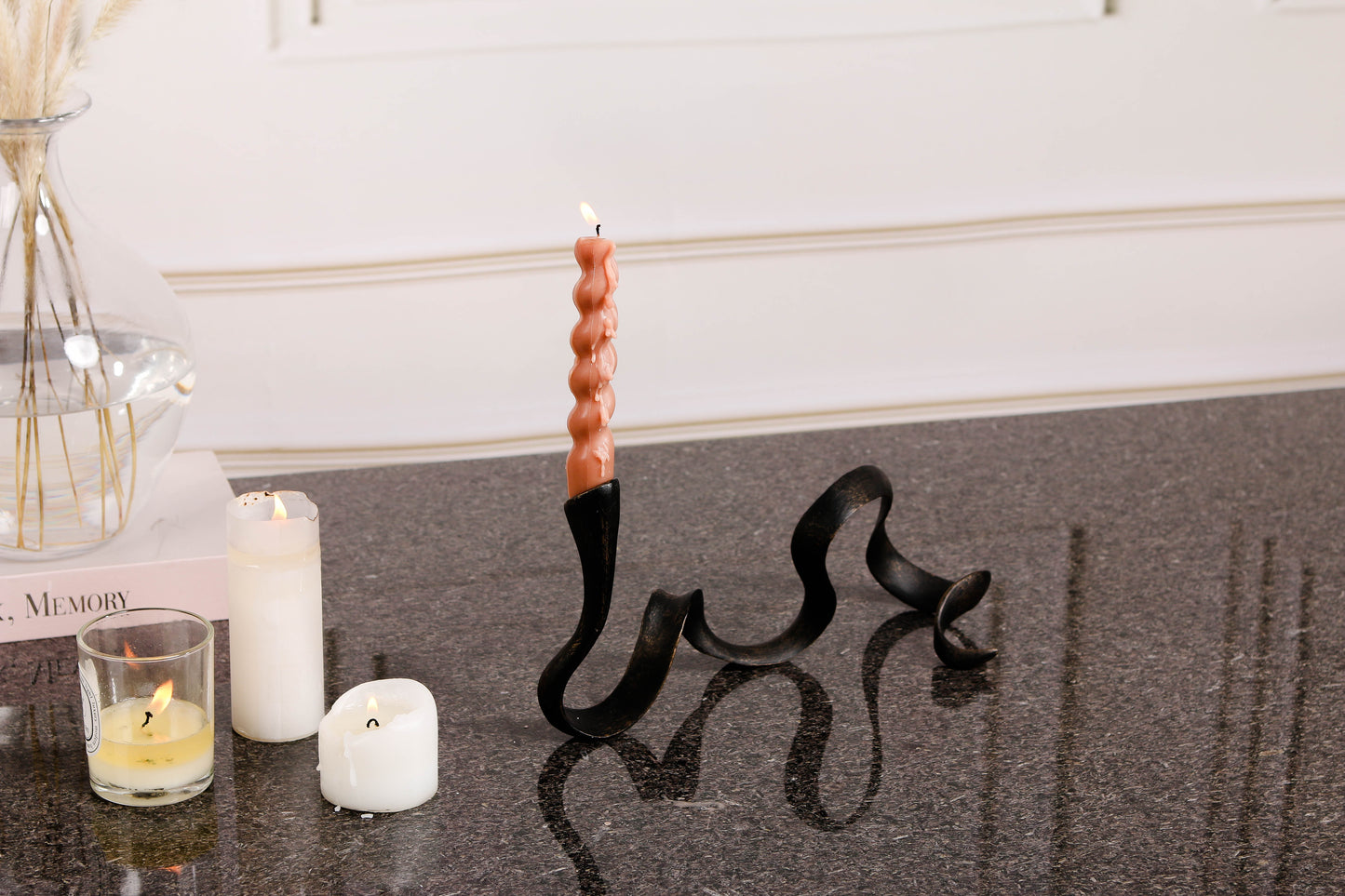 Dark Bronze Irregular Alloy Candle Holder