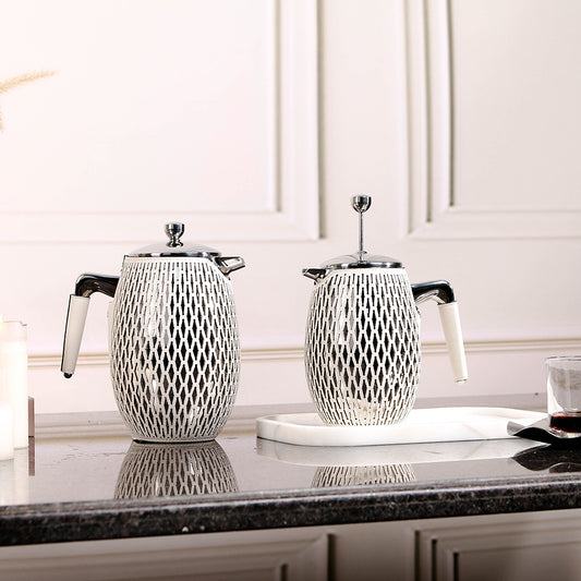 White PU Leather & S/S Steel Kettle