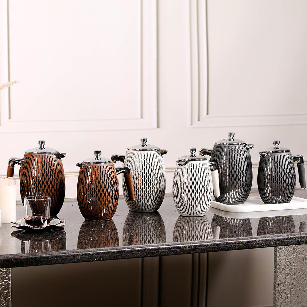 White PU Leather & S/S Steel Kettle