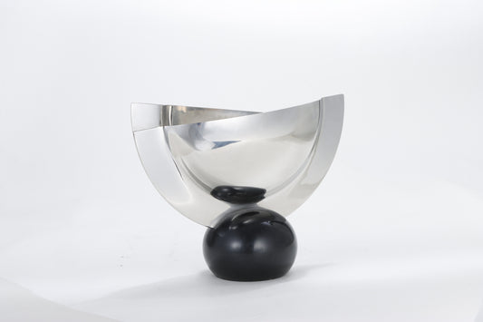 Silver Marble & S/S Steel Vase