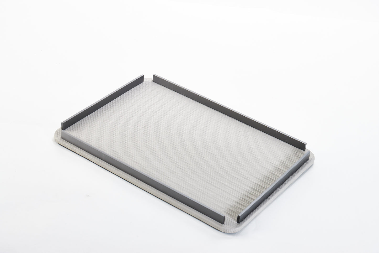 Dark Grey & Brushed Gun Metal Pu Leather & S/S Steel Rectangular Decorative Tray