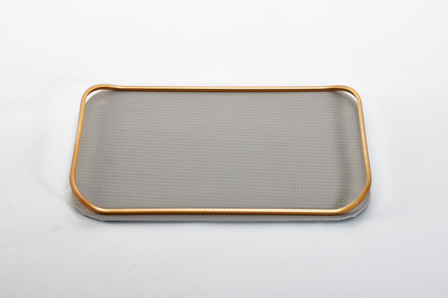 Grey & Brushed Gold Pu Leather & S/S Steel Leather Tray