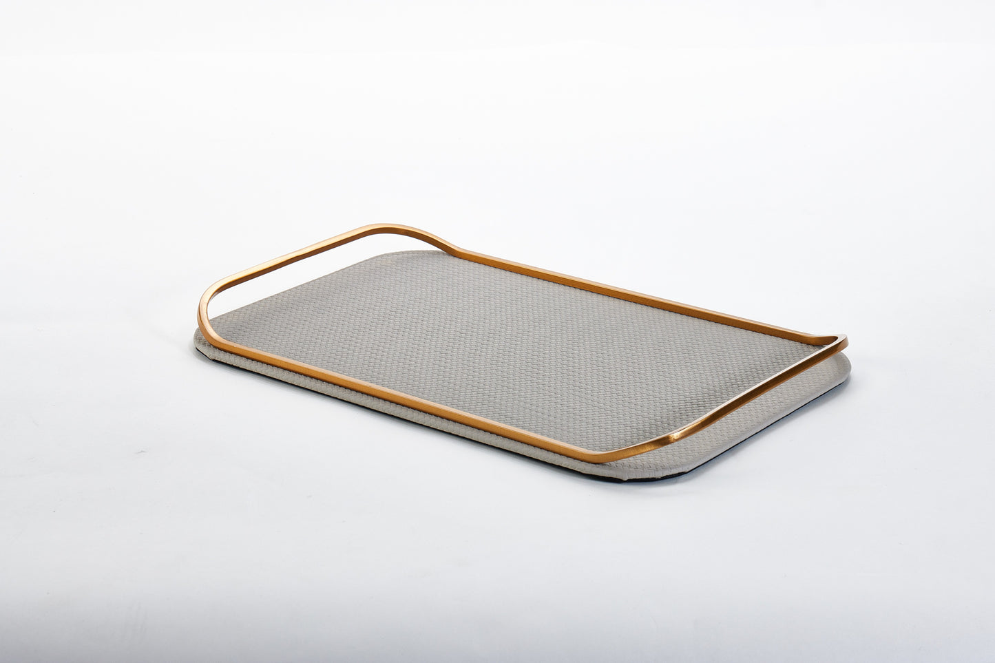 Grey & Brushed Gold Pu Leather & S/S Steel Leather Tray