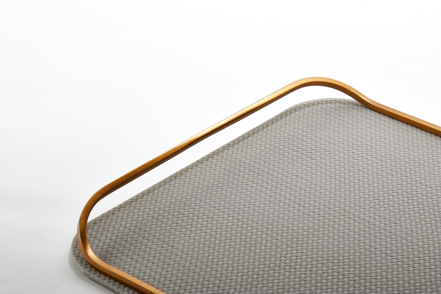 Grey & Brushed Gold Pu Leather & S/S Steel Leather Tray