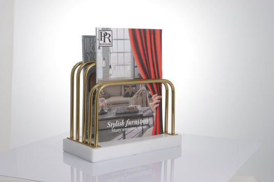 Gold Marble & S/S Steel Magazine Holder