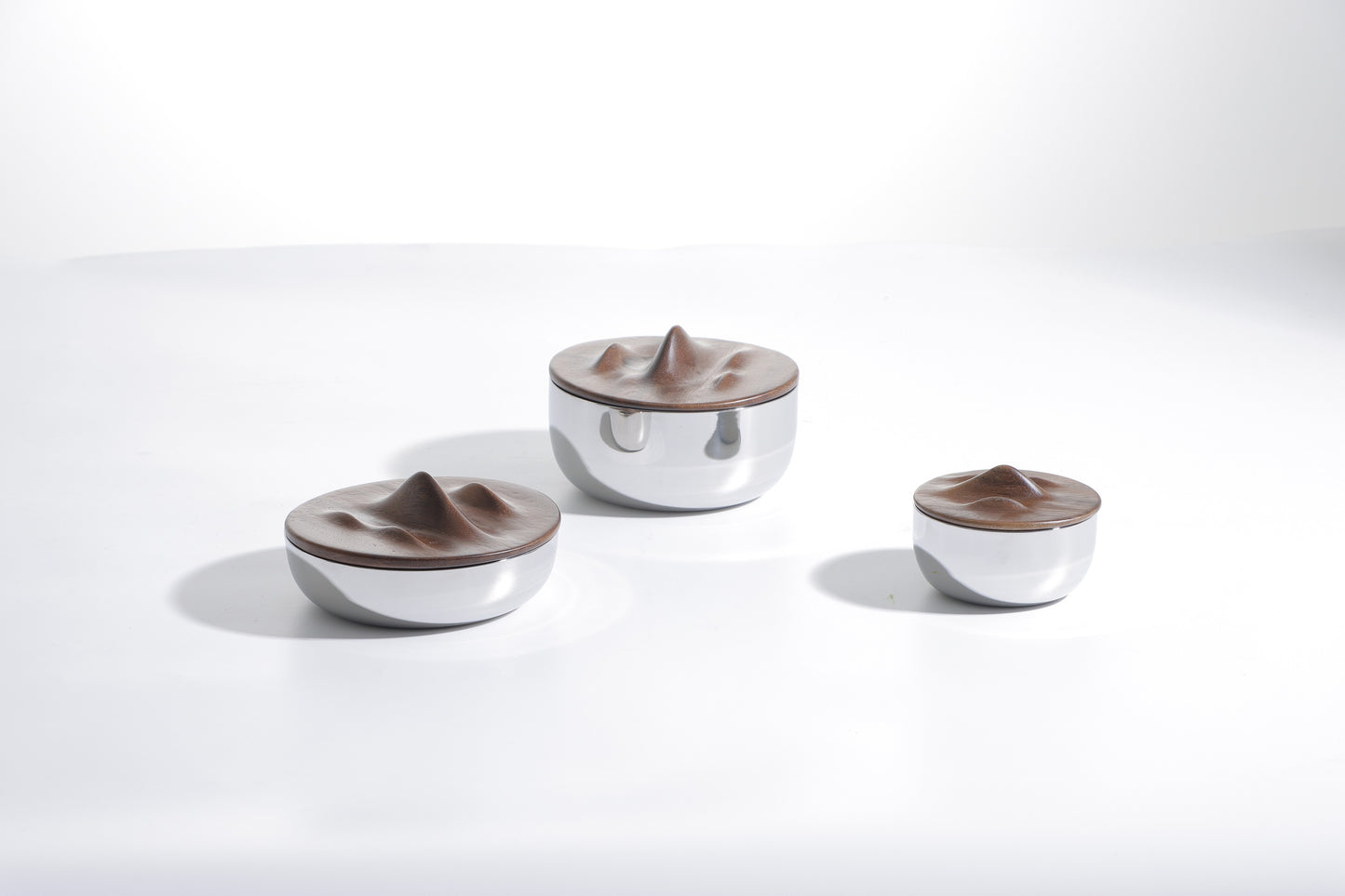 SILVER & WALNUT S/S STEEL & WOOD STORAGE BOWL
