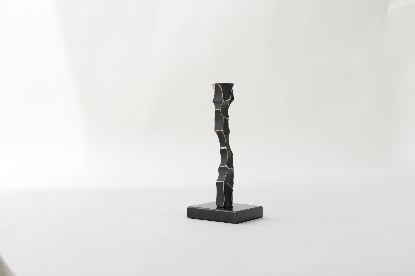 Black Resin & Marble Candle Holder