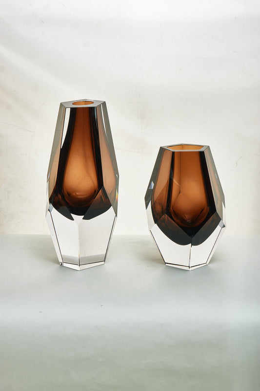 Brown Hand-Made Glass Vase