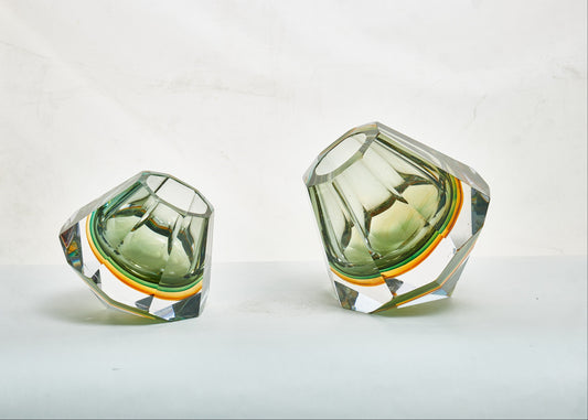 Grey Green Hand-Made Glass Vase