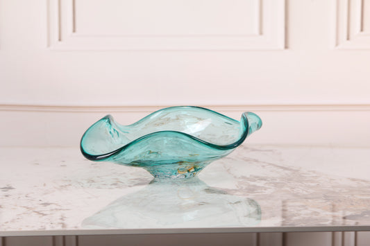 Light Blue Hand-Made Glass Fruit Plate