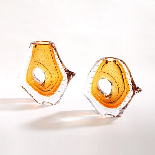 LIGHT YELLOW HAND-MADE GLASS VASE