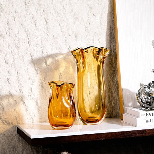 MUSTARD HAND-MADE GLASS VASE