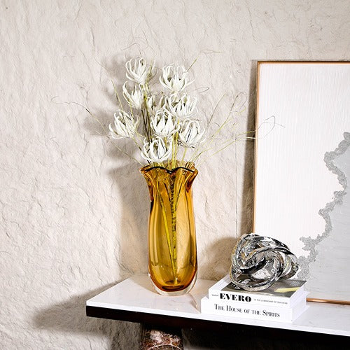 MUSTARD HAND-MADE GLASS VASE
