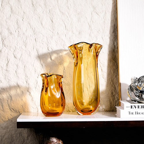 MUSTARD HAND-MADE GLASS VASE