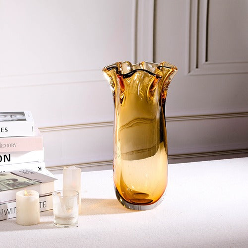MUSTARD HAND-MADE GLASS VASE