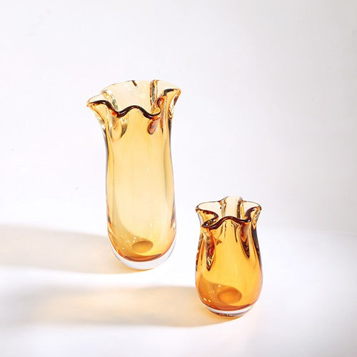 MUSTARD HAND-MADE GLASS VASE