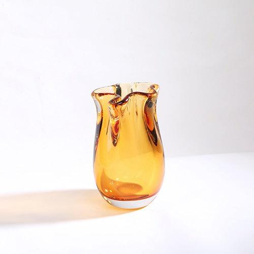 MUSTARD HAND-MADE GLASS VASE
