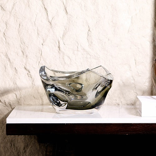 LIGHT GREEN HAND-MADE GLASS FRUIT PLATE