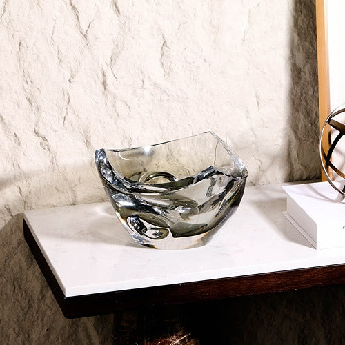 LIGHT GREEN HAND-MADE GLASS FRUIT PLATE