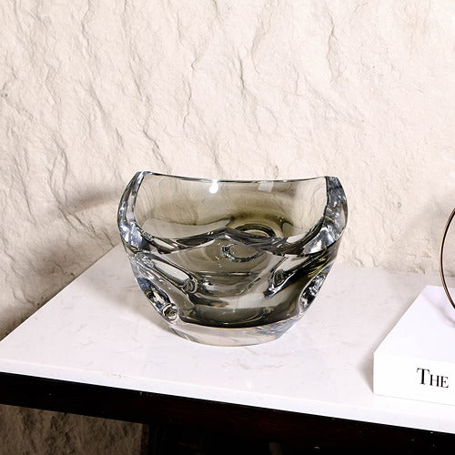 LIGHT GREEN HAND-MADE GLASS FRUIT PLATE