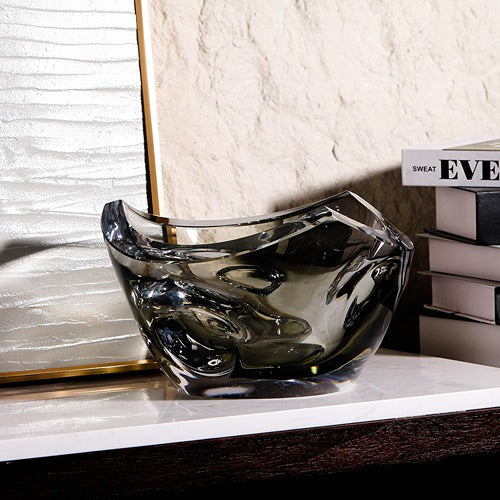 LIGHT GREEN HAND-MADE GLASS FRUIT PLATE
