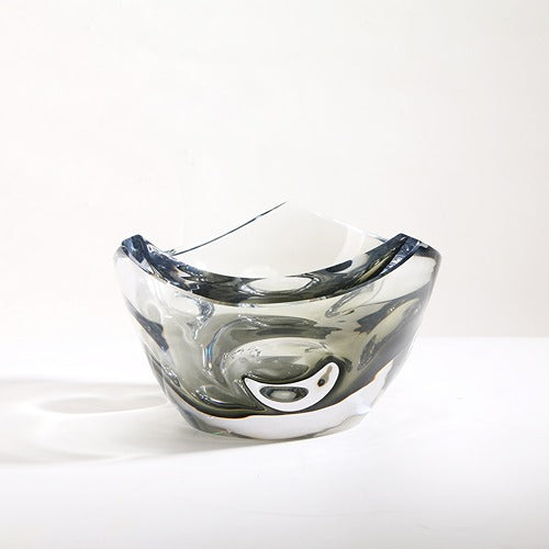 LIGHT GREEN HAND-MADE GLASS FRUIT PLATE