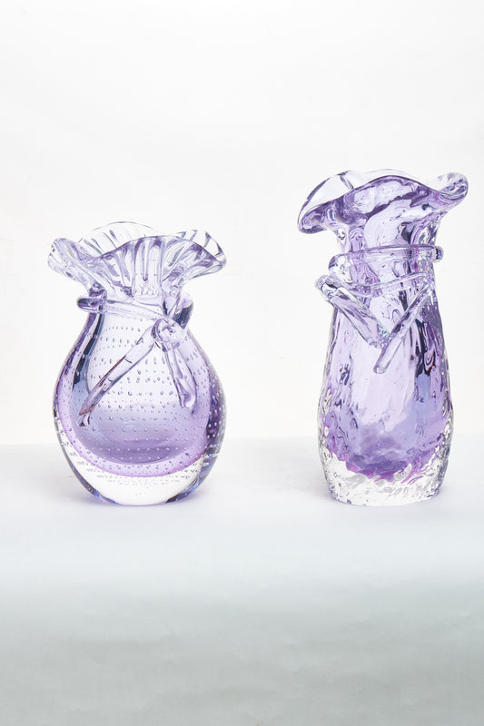 Light Purple Hand-Made Glass Bow Vase