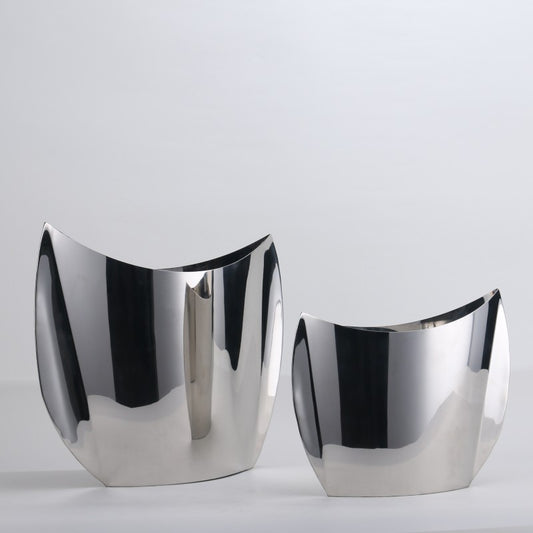 Silver Metal U Shaped Vase