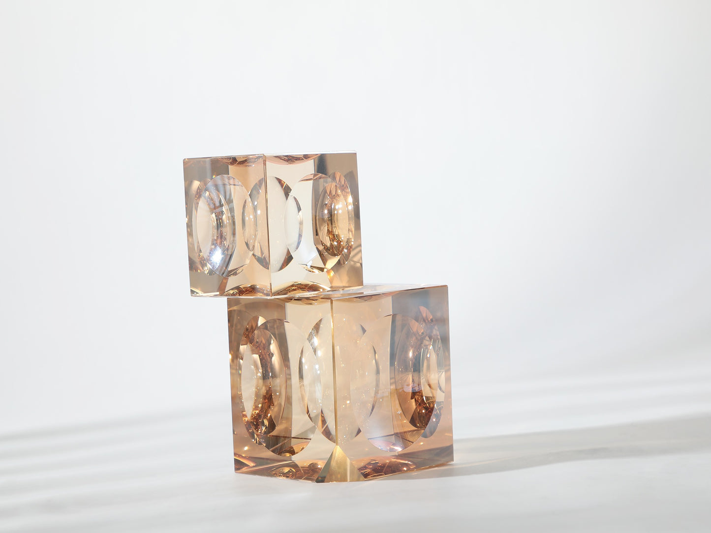 CHAMPAGNE CRYSTAL RUBIK CUBE SCULPTURE